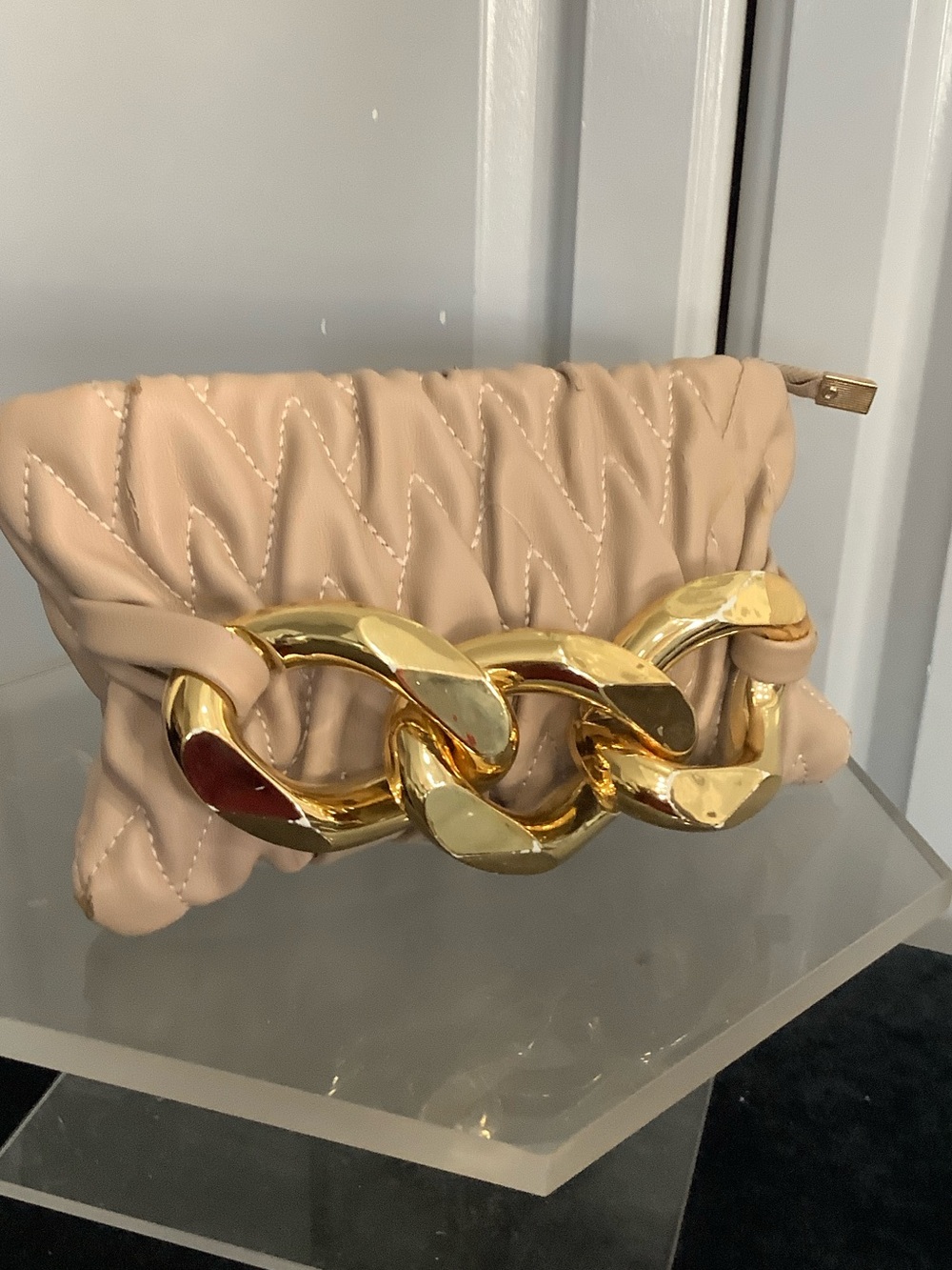 3AM FOREVER Quilted Blush Chain-Accent Clutch